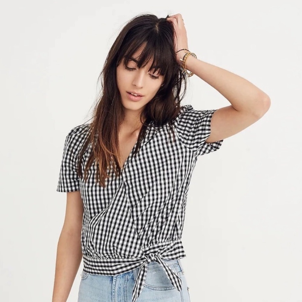 Madewell Gingham Black and White Crop